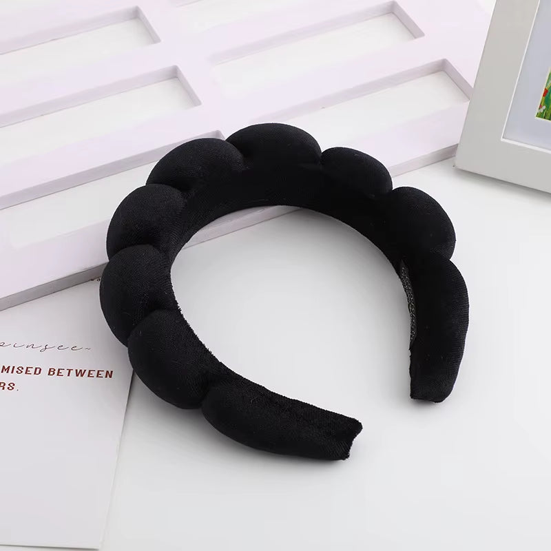 Velvet High-Top Skull Sponge Hair Band - Elegant Solid Color Hair Accessories