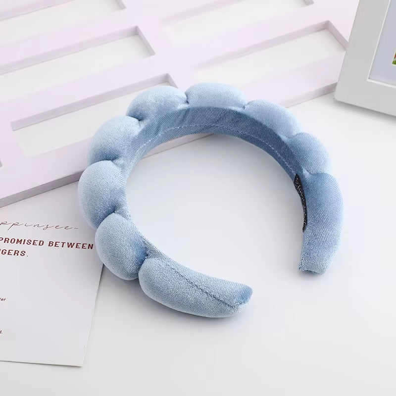 Velvet High-Top Skull Sponge Hair Band - Elegant Solid Color Hair Accessories