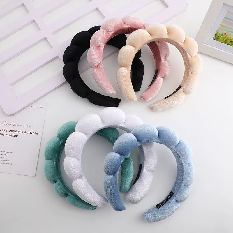 Velvet High-Top Skull Sponge Hair Band - Elegant Solid Color Hair Accessories