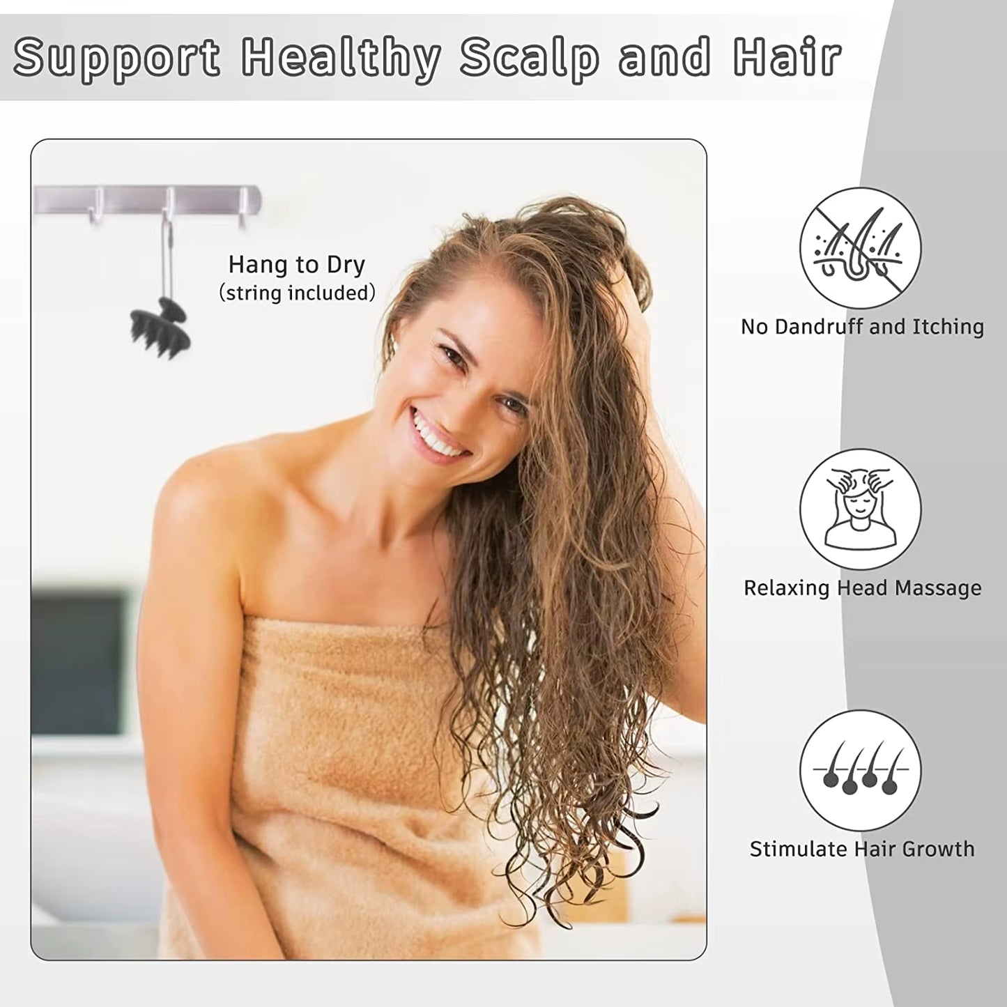 Silicone Scalp Massager and Shampoo Brush for Long, Curly, and Thick Hair with Stiff Spikes for Effective Exfoliation