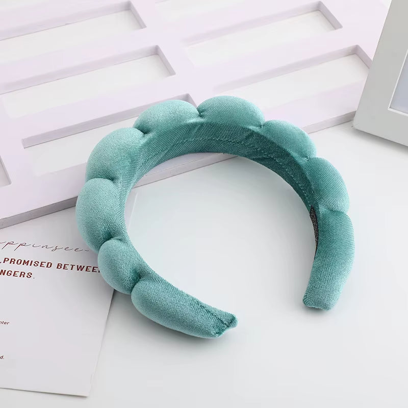 Velvet High-Top Skull Sponge Hair Band - Elegant Solid Color Hair Accessories