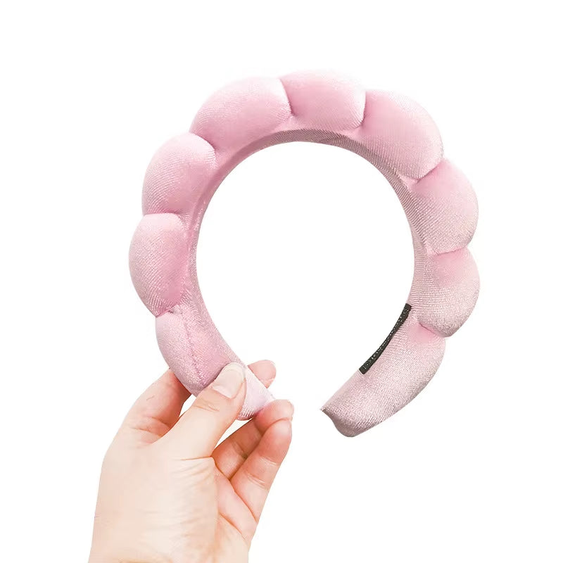 Velvet High-Top Skull Sponge Hair Band - Elegant Solid Color Hair Accessories