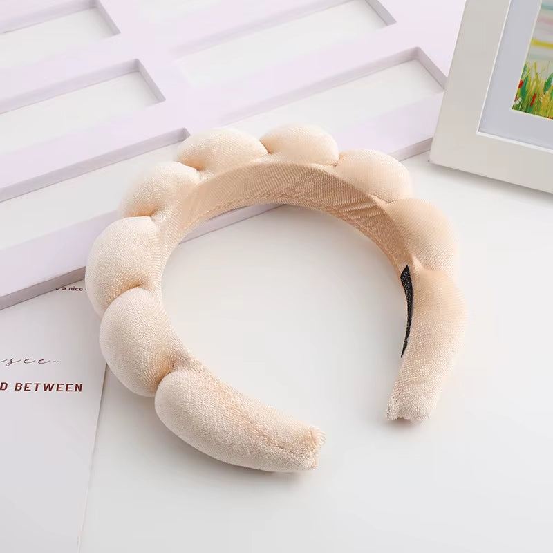 Velvet High-Top Skull Sponge Hair Band - Elegant Solid Color Hair Accessories