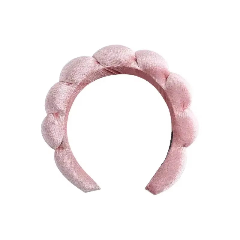 Velvet High-Top Skull Sponge Hair Band - Elegant Solid Color Hair Accessories