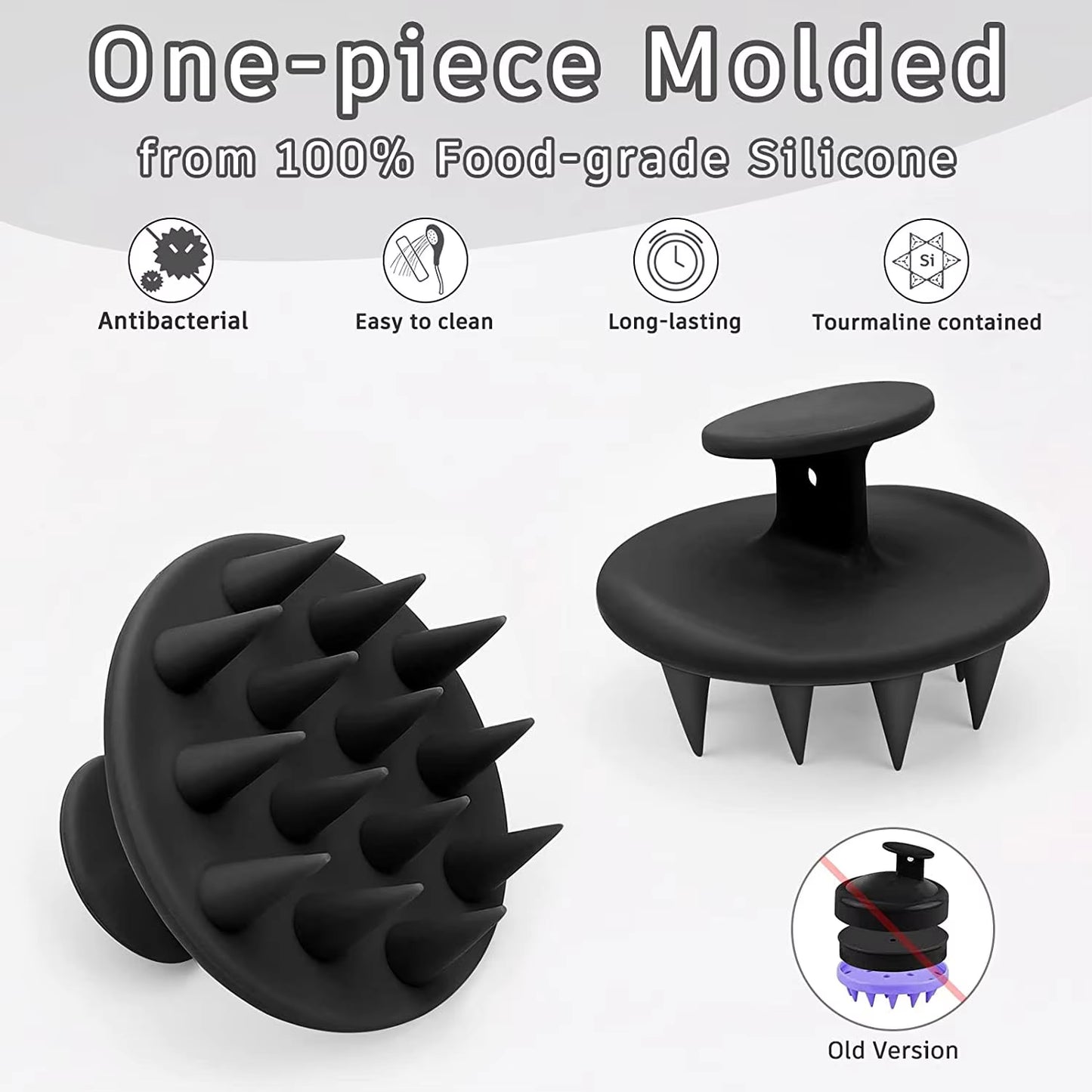 Silicone Scalp Massager and Shampoo Brush for Long, Curly, and Thick Hair with Stiff Spikes for Effective Exfoliation