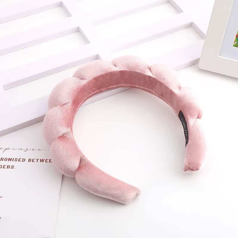 Velvet High-Top Skull Sponge Hair Band - Elegant Solid Color Hair Accessories