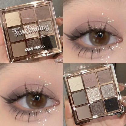 9 Colors Eyeshadow Palette Sweet Cool Girls Punk Smokey Black Grey Eye Shadow All-In-One Palette Matte Eye Contouring Eye Makeup