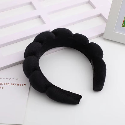 Velvet High-Top Skull Sponge Hair Band - Elegant Solid Color Hair Accessories