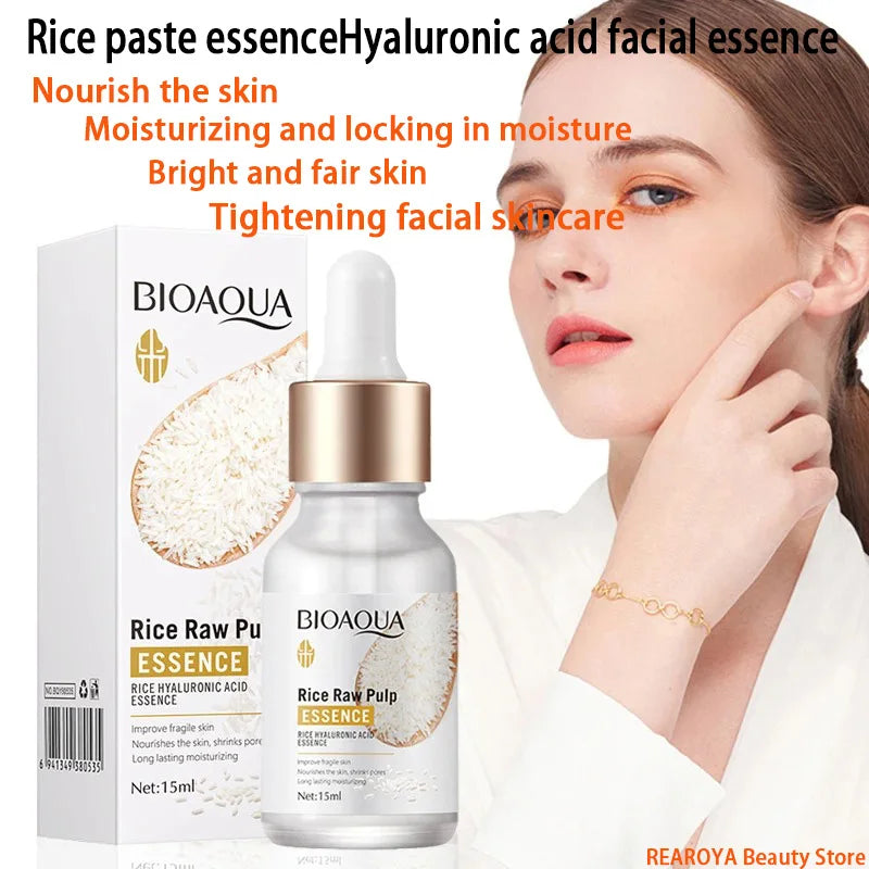 BIOAQUA Rice Raw Pulp Serum with Hyaluronic Acid - Nourishing, Moisturizing, Brightening, and Firming Facial Essence for Skin Care
