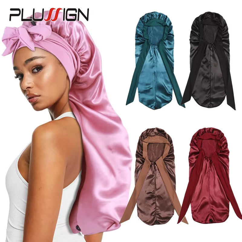 Extra Large Soft Satin Bonnet for Natural and Curly Hair with Adjustable Tie for Comfortable Sleep - 1 Piece