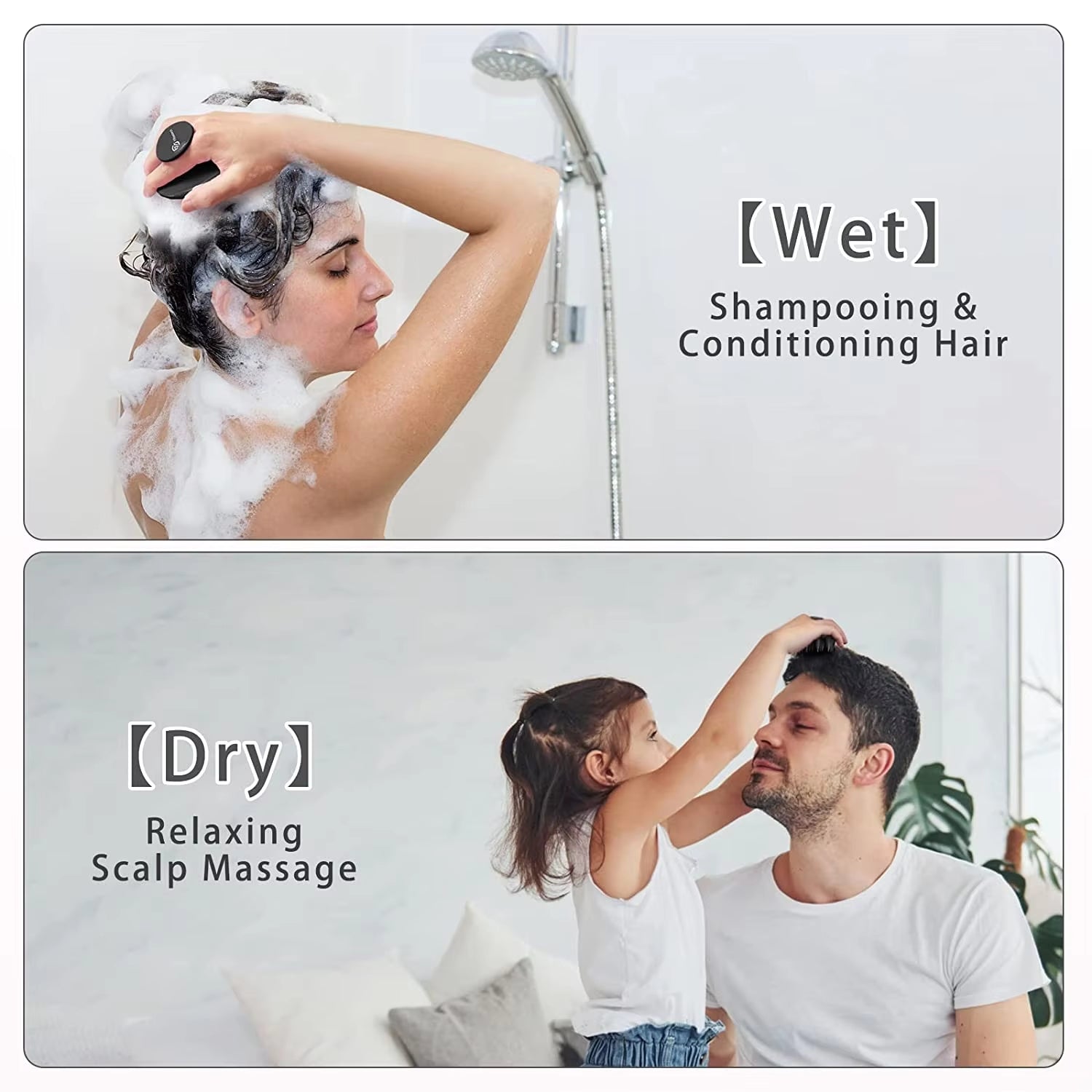 Silicone Scalp Massager and Shampoo Brush for Long, Curly, and Thick Hair with Stiff Spikes for Effective Exfoliation