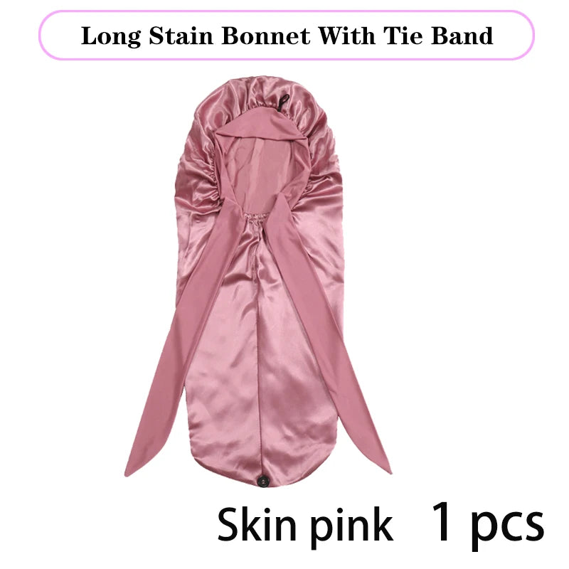 Extra Large Soft Satin Bonnet for Natural and Curly Hair with Adjustable Tie for Comfortable Sleep - 1 Piece