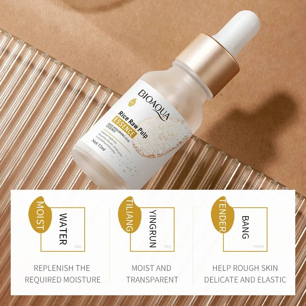 BIOAQUA Rice Raw Pulp Serum with Hyaluronic Acid - Nourishing, Moisturizing, Brightening, and Firming Facial Essence for Skin Care