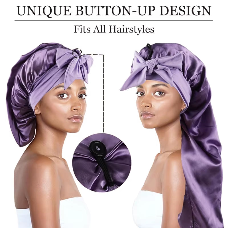 Extra Large Soft Satin Bonnet for Natural and Curly Hair with Adjustable Tie for Comfortable Sleep - 1 Piece