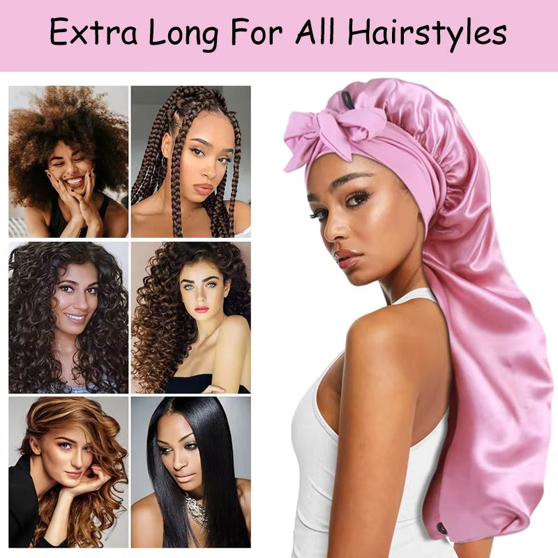 Extra Large Soft Satin Bonnet for Natural and Curly Hair with Adjustable Tie for Comfortable Sleep - 1 Piece