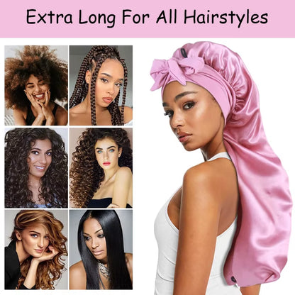 Extra Large Soft Satin Bonnet for Natural and Curly Hair with Adjustable Tie for Comfortable Sleep - 1 Piece
