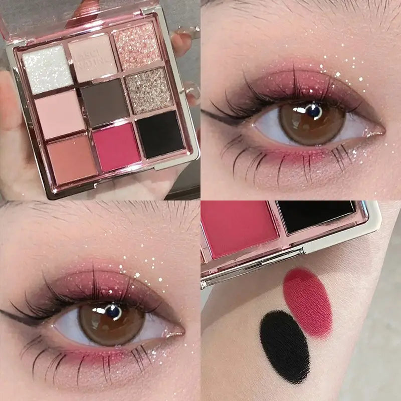 9 Colors Eyeshadow Palette Sweet Cool Girls Punk Smokey Black Grey Eye Shadow All-In-One Palette Matte Eye Contouring Eye Makeup