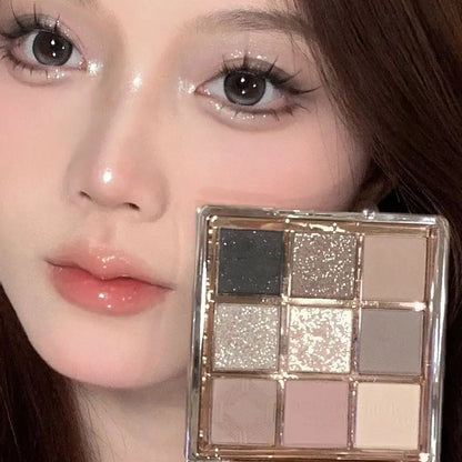 9 Colors Eyeshadow Palette Sweet Cool Girls Punk Smokey Black Grey Eye Shadow All-In-One Palette Matte Eye Contouring Eye Makeup