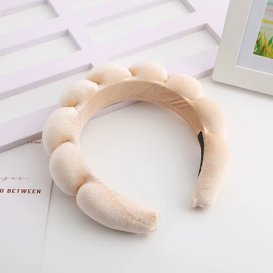 Velvet High-Top Skull Sponge Hair Band - Elegant Solid Color Hair Accessories