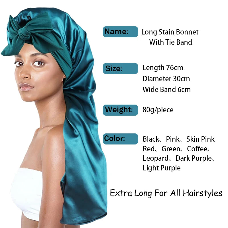 Extra Large Soft Satin Bonnet for Natural and Curly Hair with Adjustable Tie for Comfortable Sleep - 1 Piece